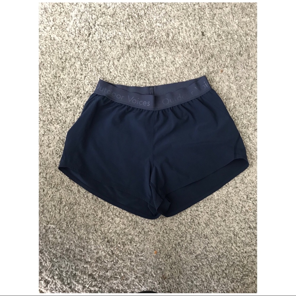 Outdoor Voices navy blue relay shorts